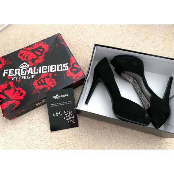 Fergalicious Peep-Toe Platform Pumps in Black - Picture 2 of 7